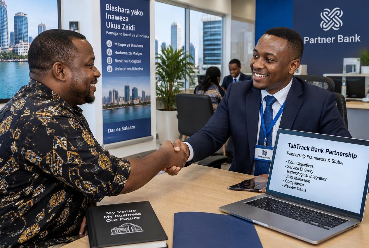 Venue owner shaking hands with a partner bank relationship manager